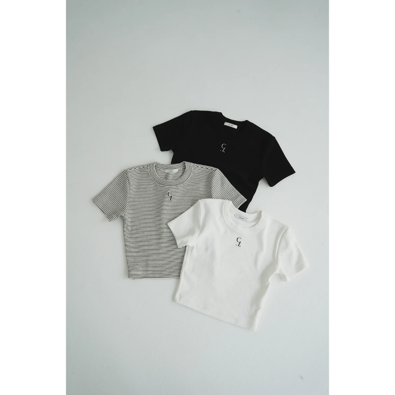 CLANE クラネ LOGO CROPPED TIGHT TEE ブラック LOGO CROPPED TIGHT TEE（Tシャツ/カットソー）｜CLANE（クラネ