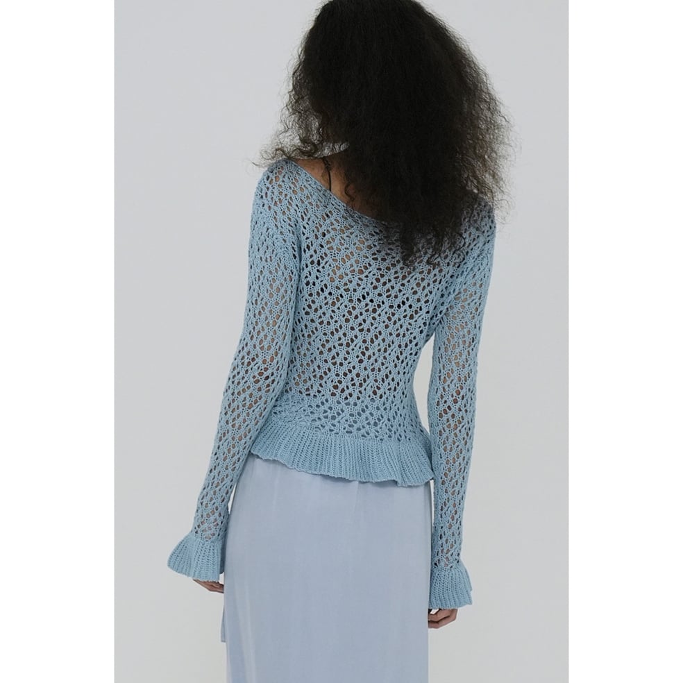 CLANE クラネ “BOAT NECK CROCHET KNIT TOPS” ボートネックク
