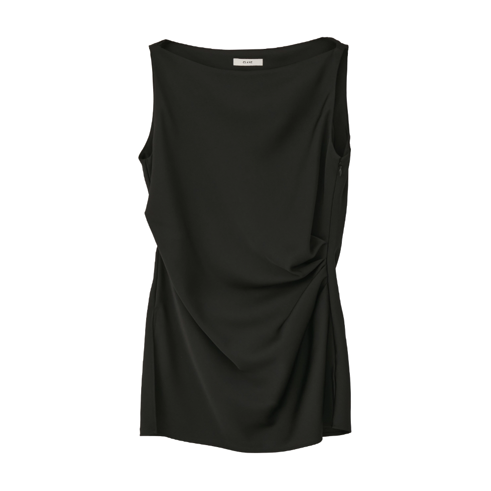 CLANE クラネ “SATIN DRAPE TOPS” サテンドレープトップス | t / wo