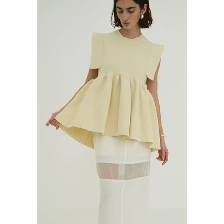 CLANEクラネ SIDE CUT RIBBON SKIRT イエロー（SIDE CUT RIBBON SKIRT  