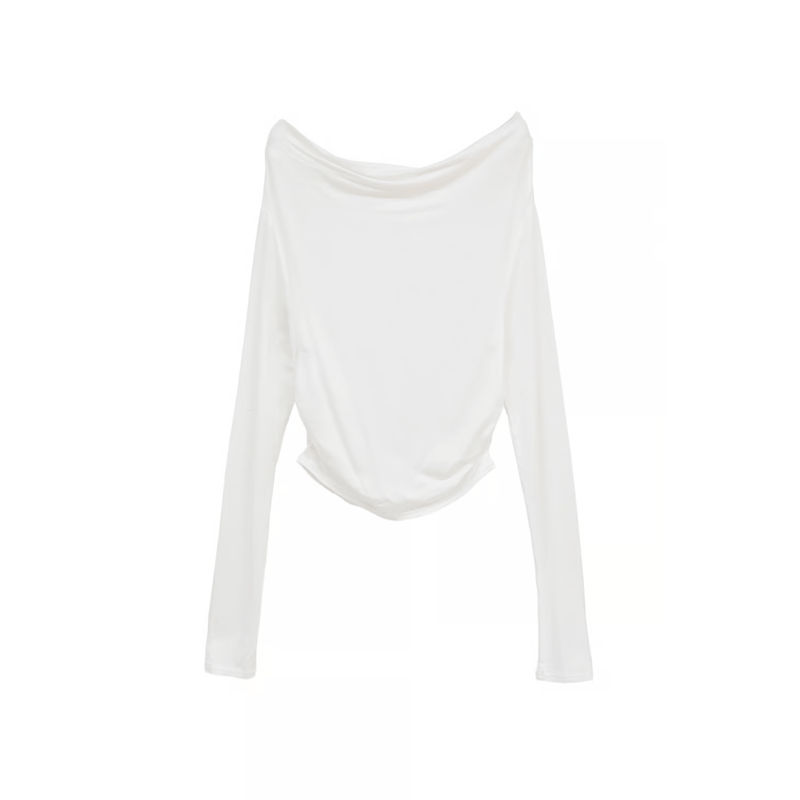CLANE クラネ “DRAPED OFF SHOULDER SOFT CUT TOPS” ド