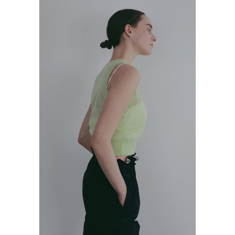 トップス makoi32020 MANOF マノフ “SHEER SLEEVELESS KNIT” シアースリーブレスニット
