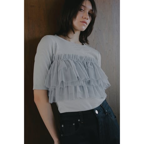MANOF マノフ “TULLE FRILL CUT TOPS” チュールフリルカットトップス