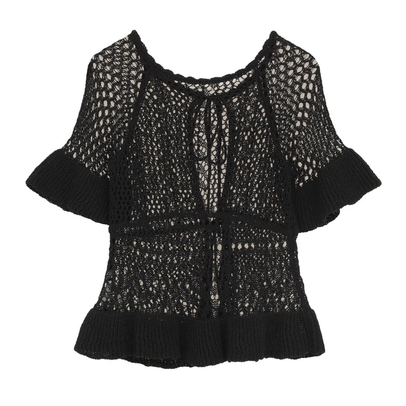 CLANE クラネ “W FACE RIBBON CROCHET KNIT TOPS” ダブル