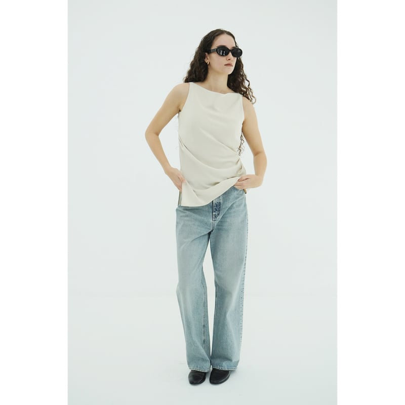 CLANE クラネ “SATIN DRAPE TOPS” サテンドレープトップス | t / wo