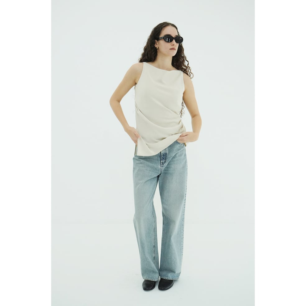 CLANE クラネ “SATIN DRAPE TOPS” サテンドレープトップス | t / wo