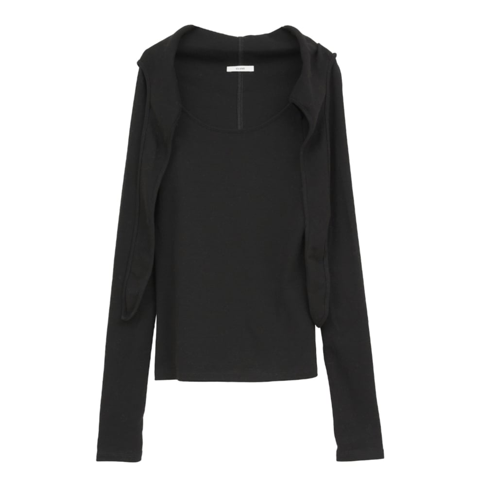 CLANE クラネ “BOW TIE HOODED CUT TOPS” ボウタイフーディーカッ