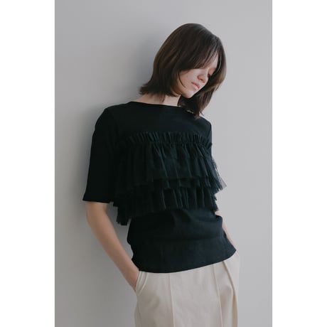 MANOF マノフ “TULLE FRILL CUT TOPS” チュールフリルカットトップス