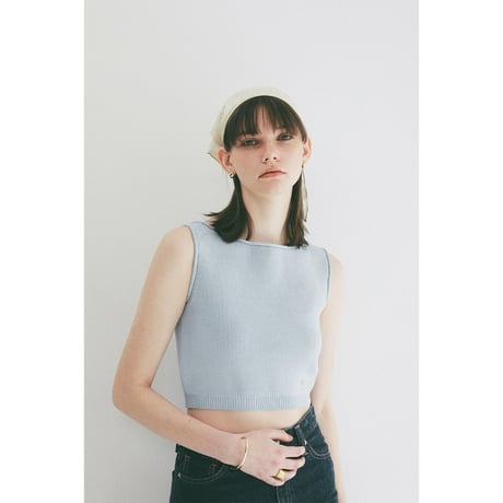 CLANE クラネ “BOAT NECK SHORT KNIT TANK TOPS” ボートネックショートニットタンクトップス