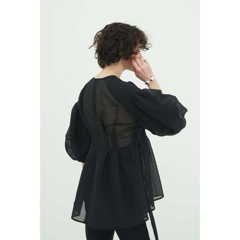 CLANE クラネ “SHEER PLAID VOLUME SLEEVE TOPS” シアープ