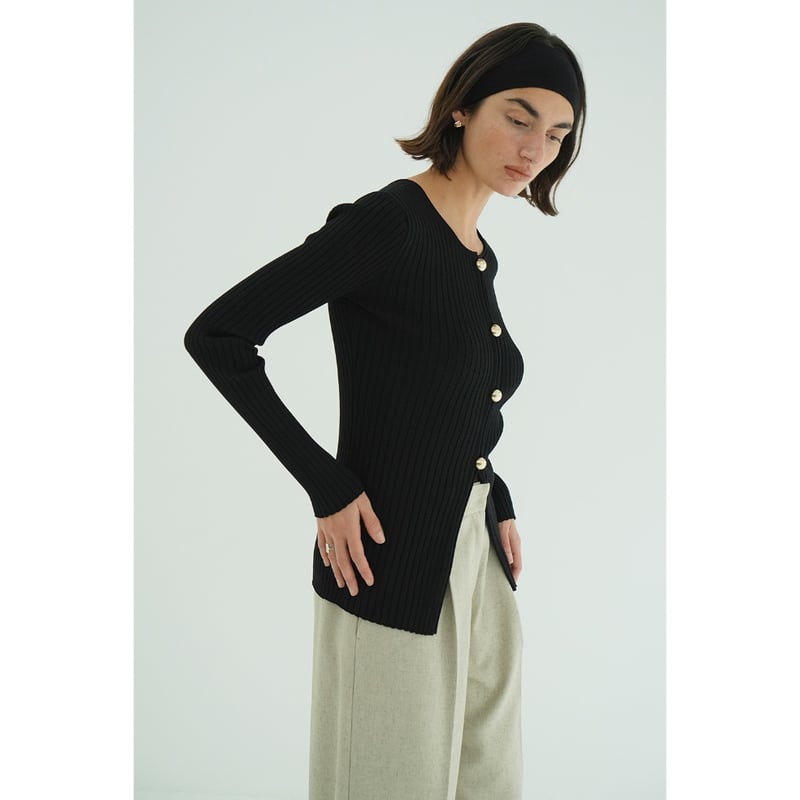 CLANE クラネ “W FACE GOLD BUTTON KNIT TOPS” ダブルフェイ