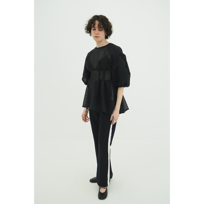CLANE クラネ “SHEER PLAID VOLUME SLEEVE TOPS” シアープ