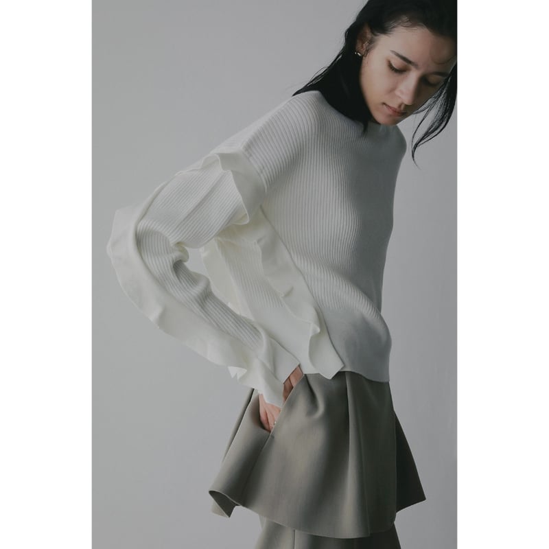 MANOF マノフ “FRILLS RIB KNIT” フリルリブニット | t / wo
