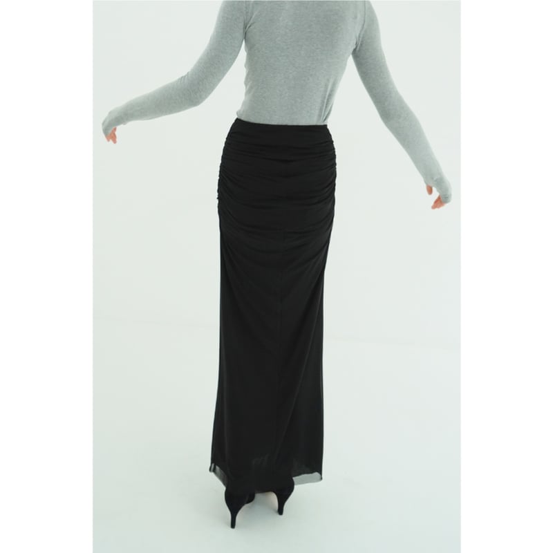 CLANE 26SS 2WAY TULLE GATHERED SKIRTブラック CLANE クラネ “2WAY TULLE GATHERED SKIRT” ツーウェイチュール