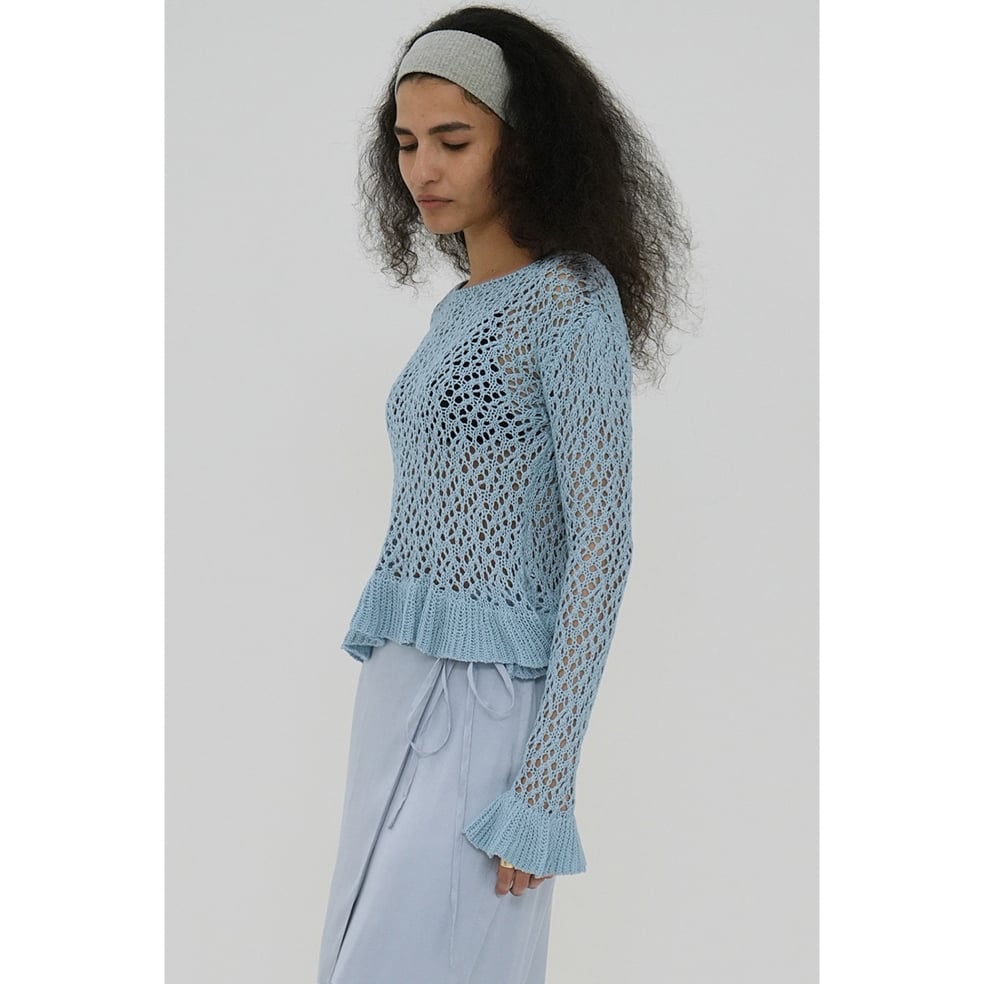CLANE クラネ “BOAT NECK CROCHET KNIT TOPS” ボートネックク