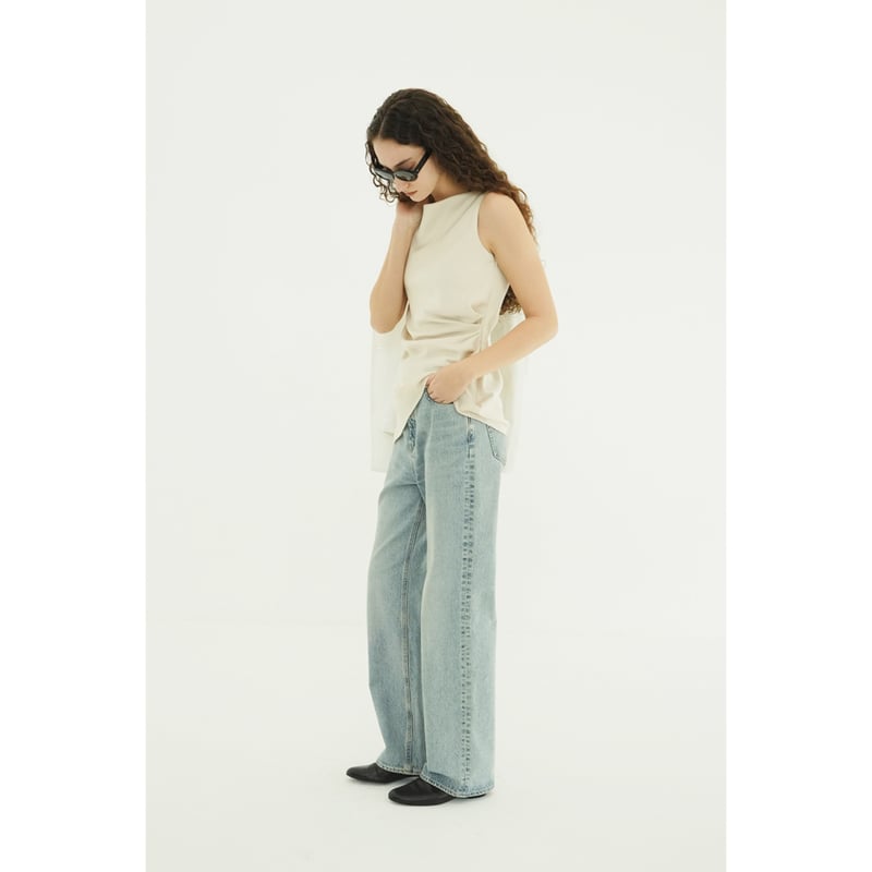 CLANE クラネ “SATIN DRAPE TOPS” サテンドレープトップス | t / wo