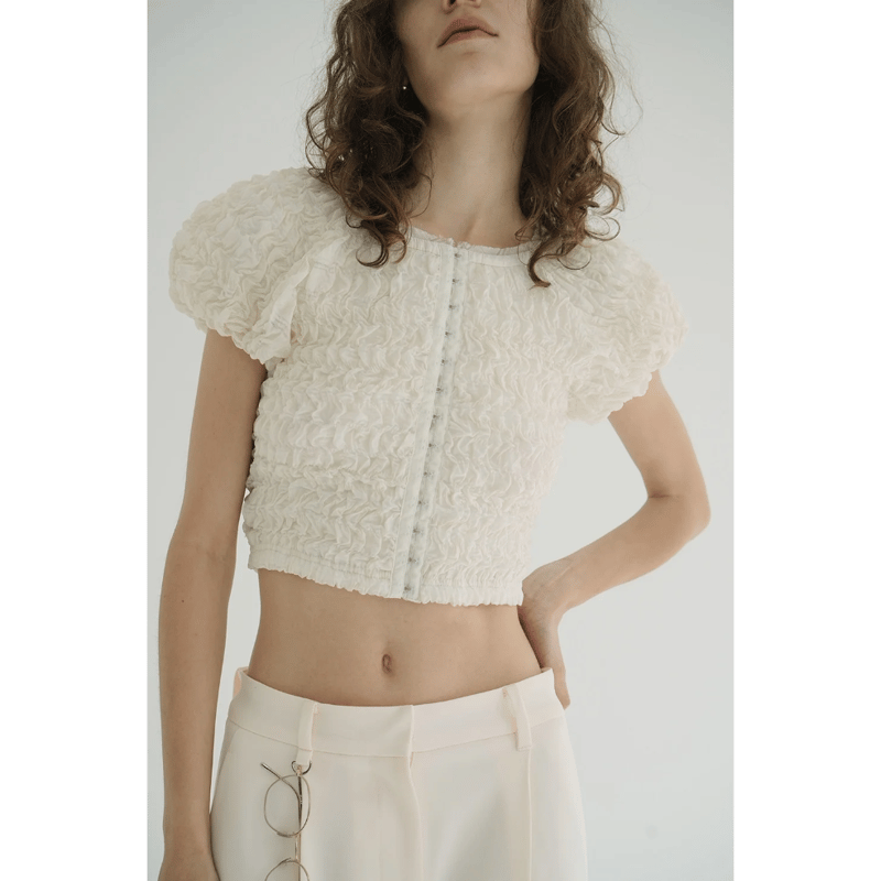 CLANE クラネ “SHIRRING PUFF TOPS” シャーリングパフトップス