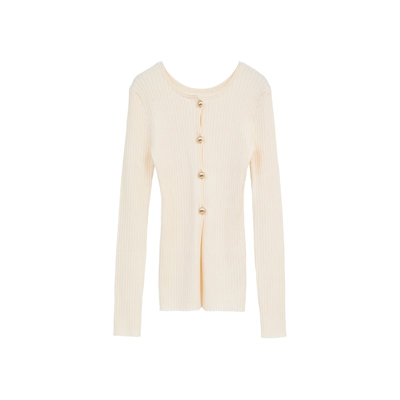 CLANE クラネ “W FACE GOLD BUTTON KNIT TOPS” ダブルフェイ