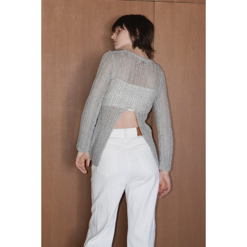 CLANE クラネ “BACK SLIT CROCHET KNIT TOPS” バックスリット