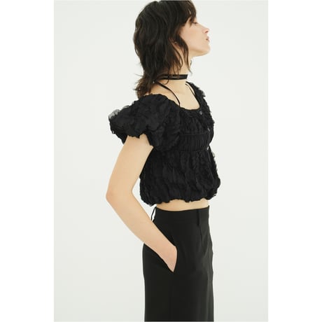 CLANE クラネ “W FACE TOPSTITCHED FRILL TOPS” ダブルフェイストップスティッチフリルトップス