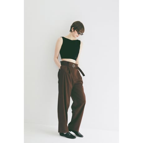 CLANE クラネ “BOAT NECK SHORT KNIT TANK TOPS” ボートネックショートニットタンクトップス