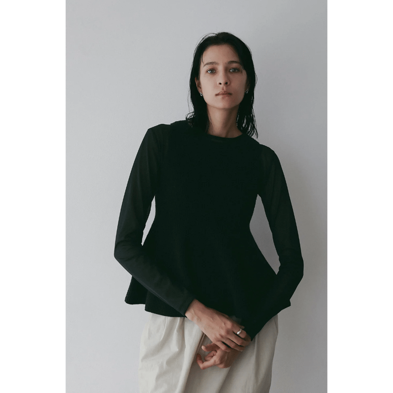 MANOF マノフ “RIB PEPLUM KNIT TOPS” リブペプラムニット