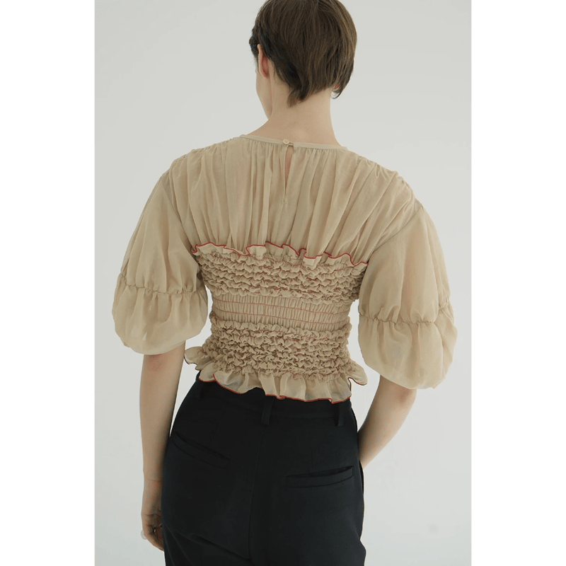 トップス CLANE COLOR STITCHED SHIRRING TOPS CLANE COLOR STITCHED SHIRRING TOPS | FLICKA ASHIYA