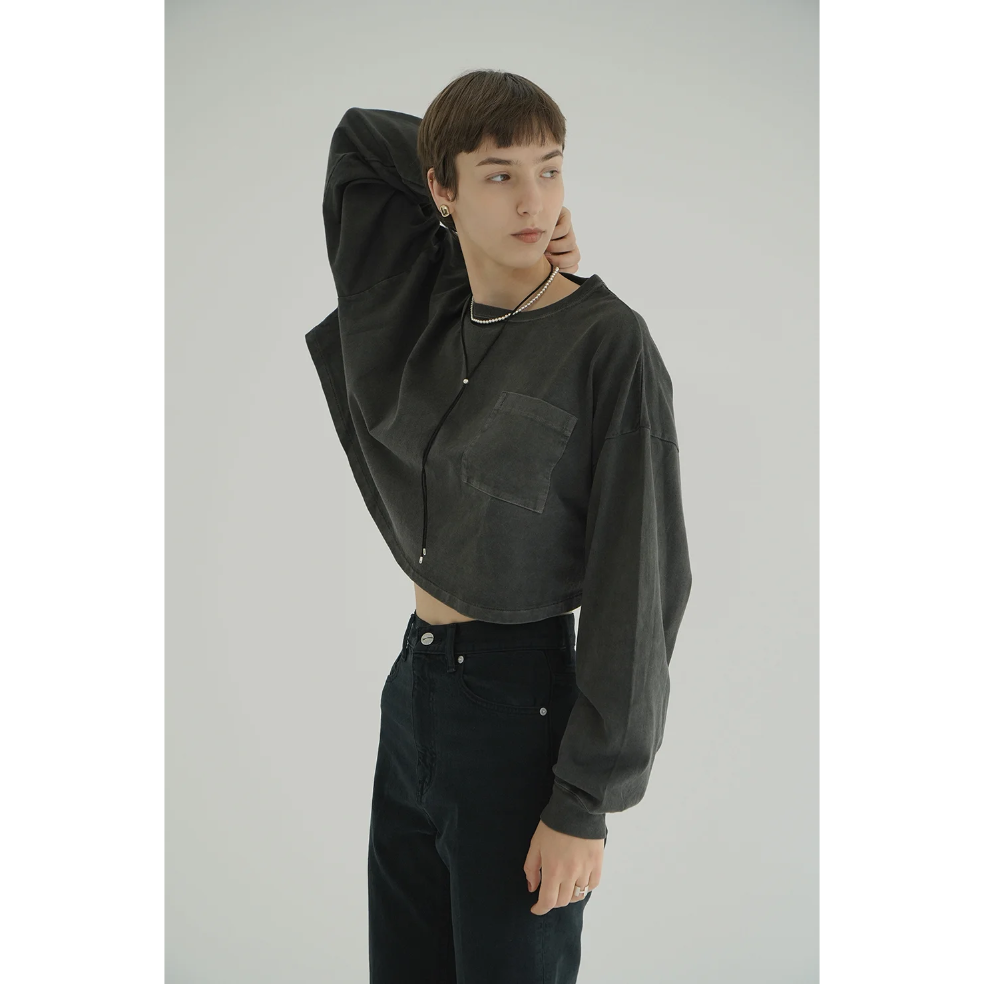 CLANE PIGMENT SHORT TOPS チャコールグレー CLANE クラネ “PIGMENT SHORT TOPS” ピグメントショートトップス |