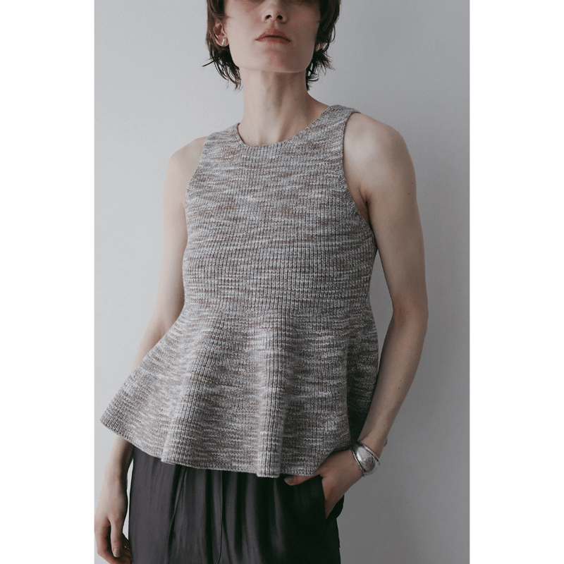 MANOF マノフ “RIB PEPLUM KNIT TOPS” リブペプラムニット