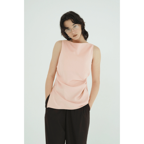CLANE クラネ “SATIN DRAPE TOPS” サテンドレープトップス