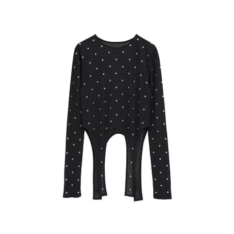 CLANE クラネ “STUDDED BIJOU SHEER TOPS” スタッズビジューシアートップス