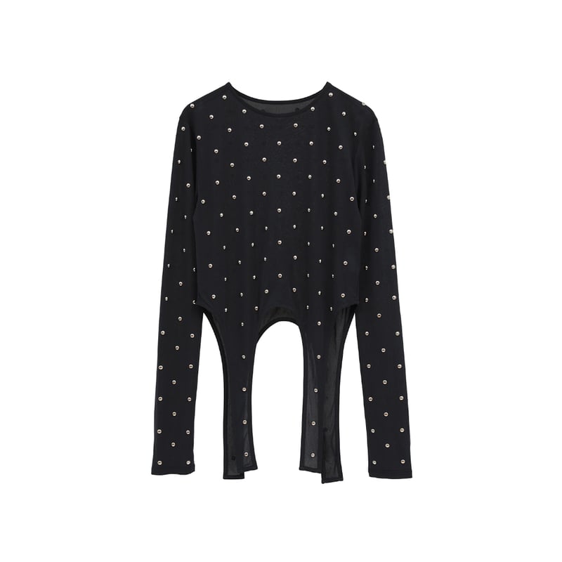 CLANE クラネ “STUDDED BIJOU SHEER TOPS” スタッズビジューシア