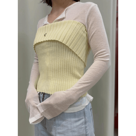 ANGGAE アンゲ “OFF SHOULDER RIB TOP” オフショルダーリブトップ