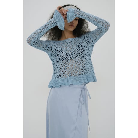CLANE クラネ “BOAT NECK CROCHET KNIT TOPS” ボートネッククロチェットニットトップス