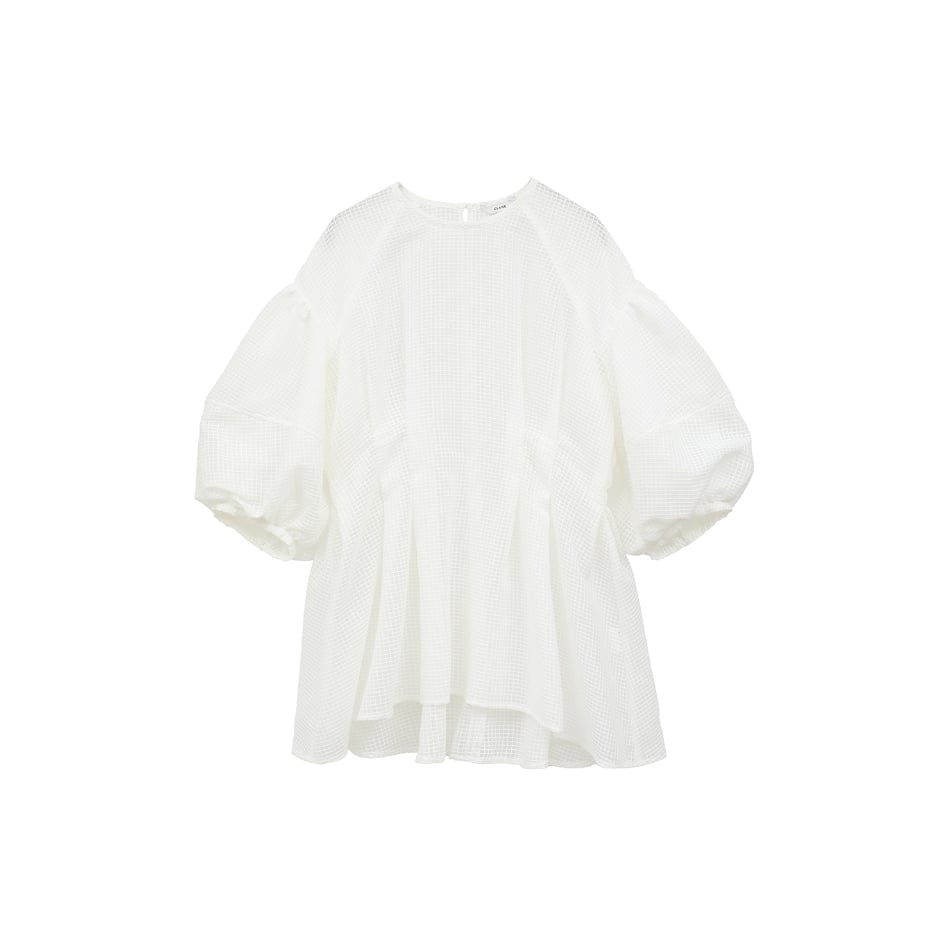 CLANE クラネ “SHEER PLAID VOLUME SLEEVE TOPS” シアープ