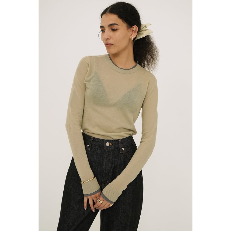 CLANE クラネ “W FACE BICOLOR SHEER CARDIGAN” ダブルフェ