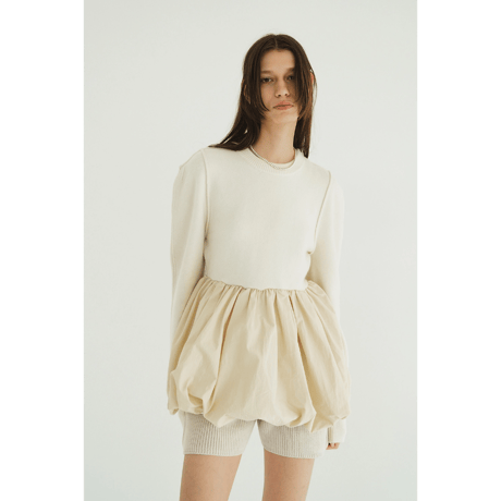 CLANE クラネ “DOCKING POWERSHOULDER KNIT TOPS” ドッキングパワーショルダーニットトップス
