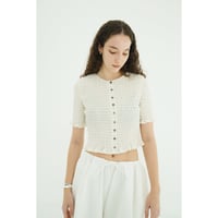 CLANE クラネ “SHIRRING HALF SLEEVE BLOUSE” シャーリングハーフスリーブブラウス