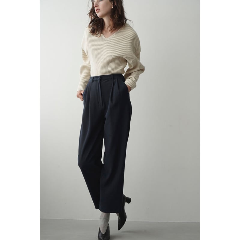 CLANE RIB STRIPE TUCK PANTS-