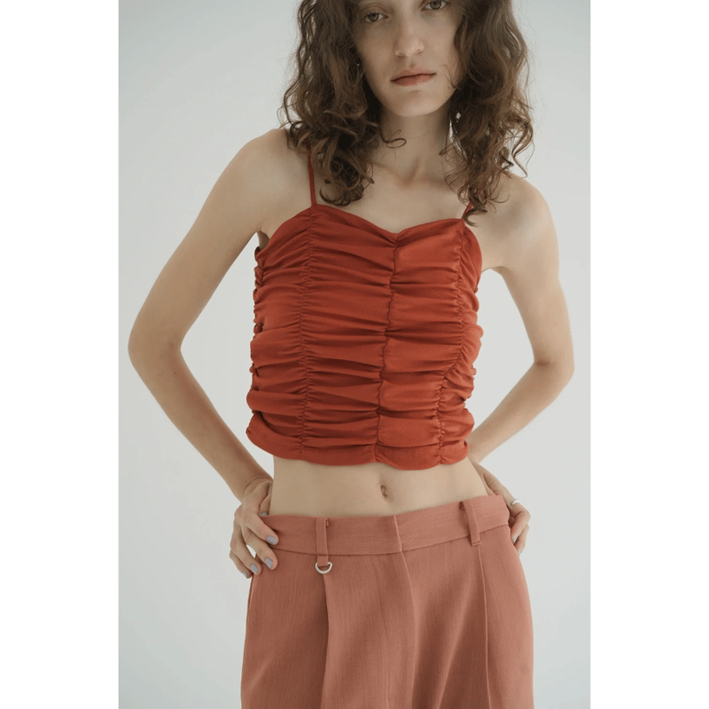 CLANE W TULLE SHIRRING TOPS ブラック CLANE W TULLE SHIRRING