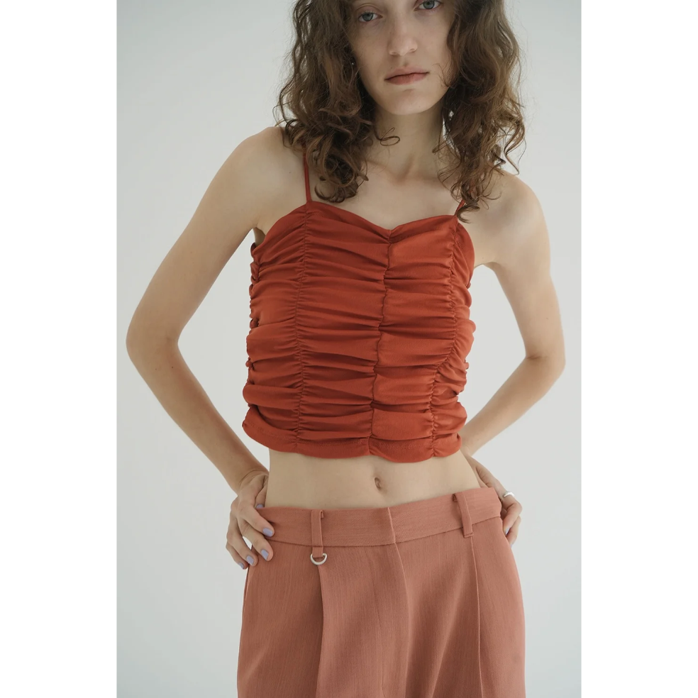 CLANE クラネ “SHIRRING CAMI TOPS” シャーリングキャミトップス
