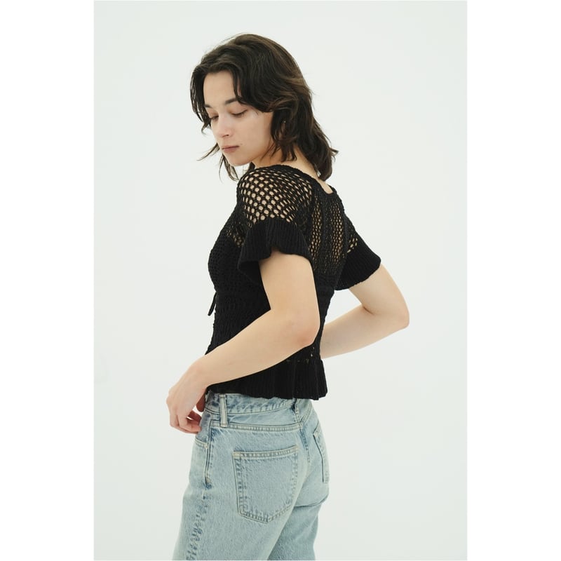 CLANE クラネ “W FACE RIBBON CROCHET KNIT TOPS” ダブル