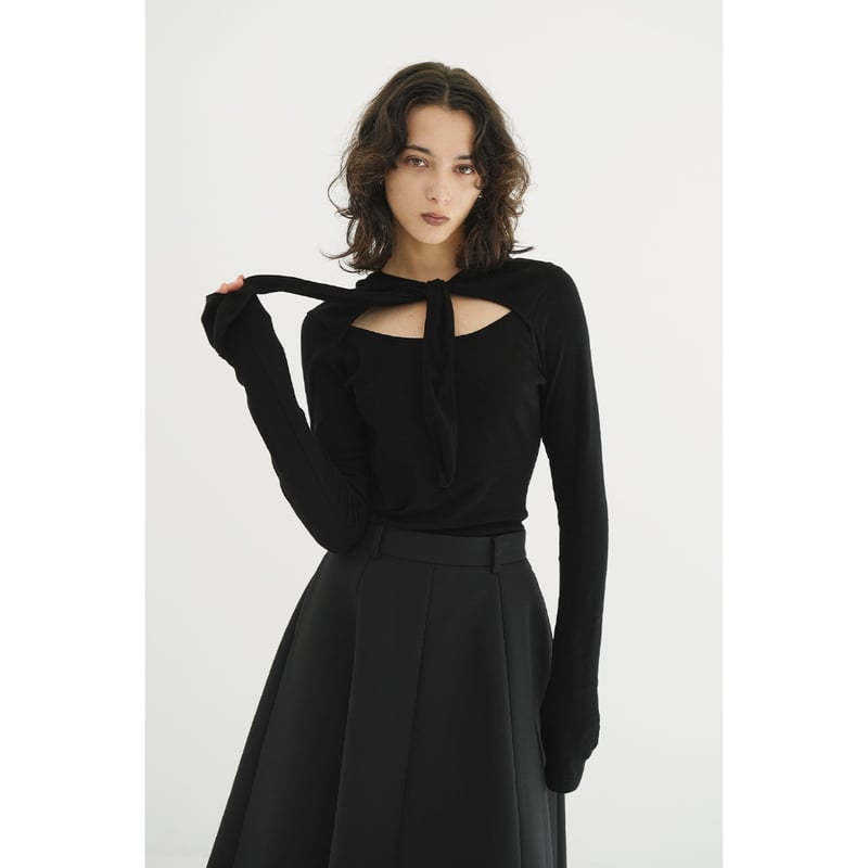 CLANE クラネ “BOW TIE HOODED CUT TOPS” ボウタイフーディーカッ