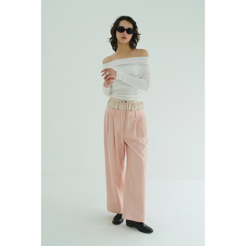 CLANE クラネ “DRAPED OFF SHOULDER SOFT CUT TOPS” ド
