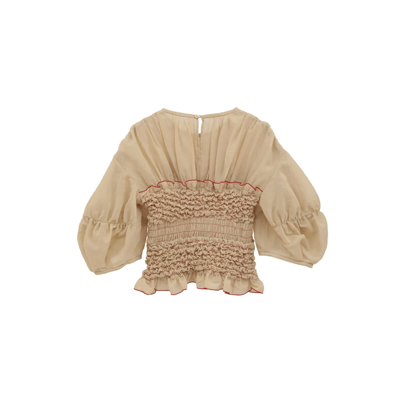 CLANE クラネ “COLOR STITCHED SHIRRING TOPS” カラーステッ