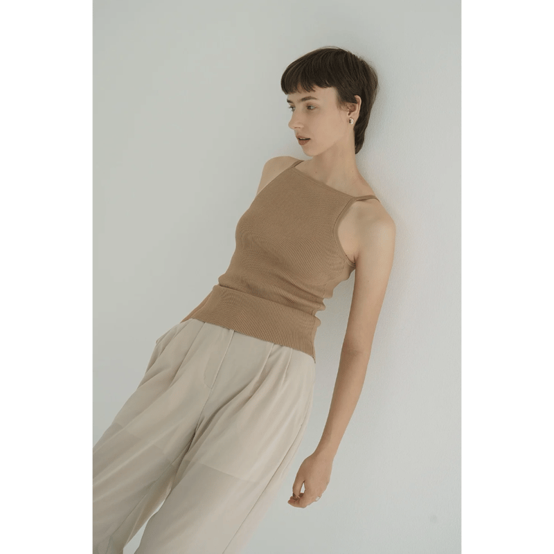 CLANE BOAT NECK BACK OPEN KNIT TOPS ピンク BOAT NECK BACK OPEN KNIT TOPS（ニット/セーター）｜CLANE