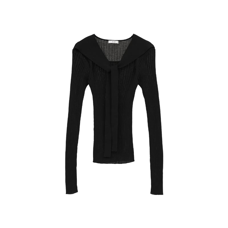 CLANE クラネ “SHEER RIB RIBBON KINT TOPS” シアーリブリボン