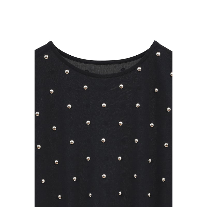 CLANE クラネ “STUDDED BIJOU SHEER TOPS” スタッズビジューシア