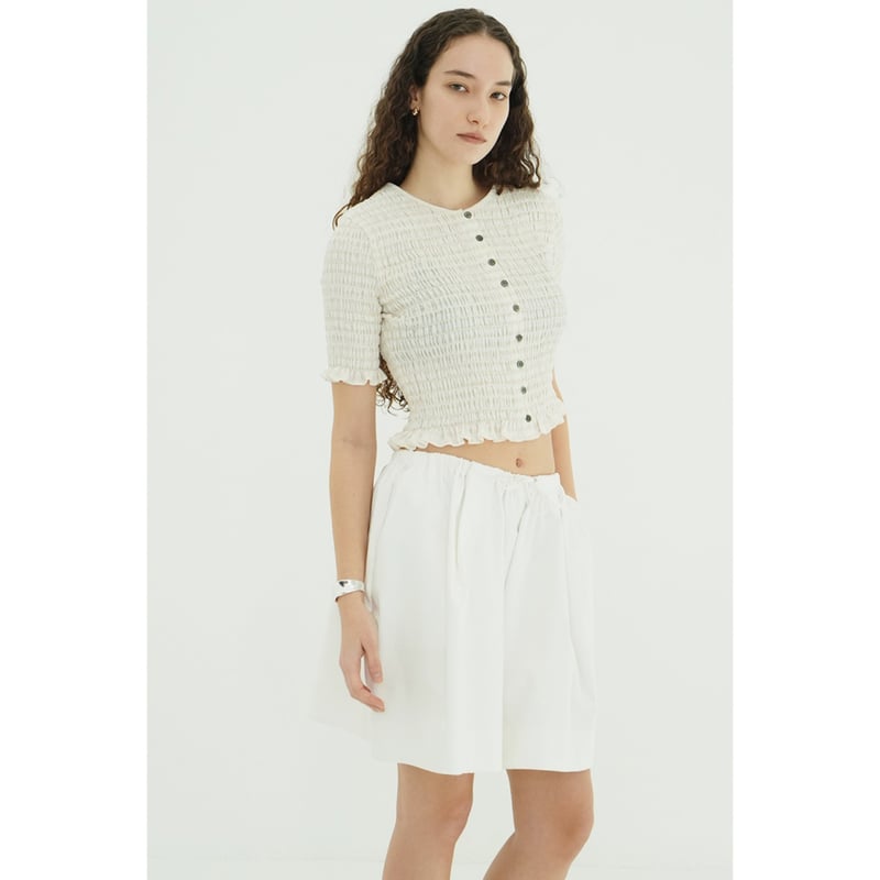 CLANE クラネ “SHIRRING HALF SLEEVE BLOUSE” シャーリングハ