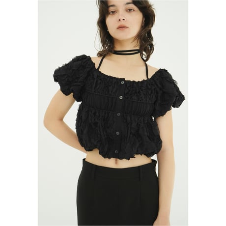 CLANE クラネ “W FACE TOPSTITCHED FRILL TOPS” ダブルフェイストップスティッチフリルトップス